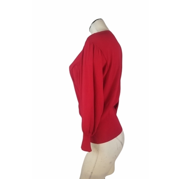 F&F Size 12 Red Cardigan Sweater Bishop Sleeves - Picture 2 of 7